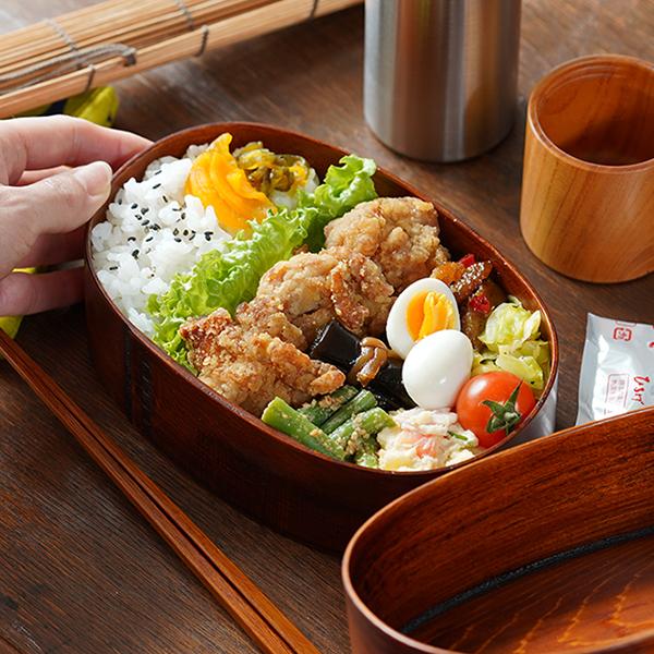 曲げわっぱ 摺り漆の弁当箱 （蓋深仕様） 大 わっぱ弁当 漆塗り 拭き漆