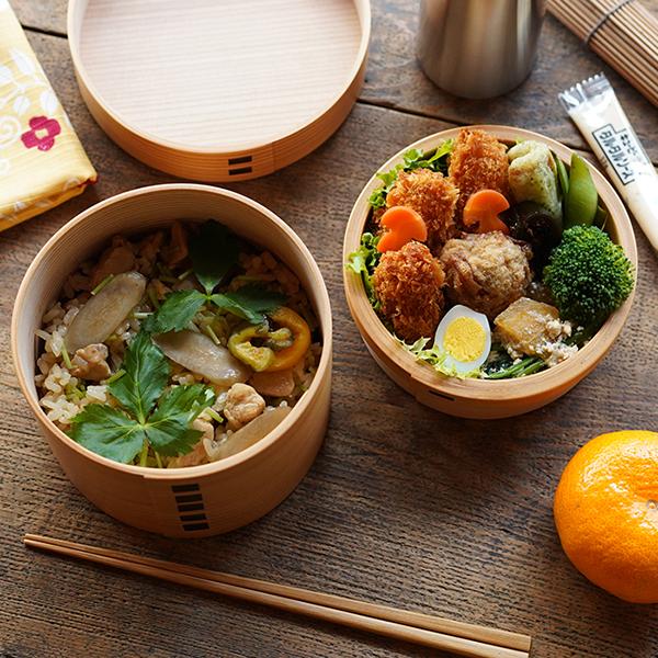 曲げわっぱ 弁当箱 丸二段 栗久 わっぱ弁当 国産 日本製 ギフト 贈り物