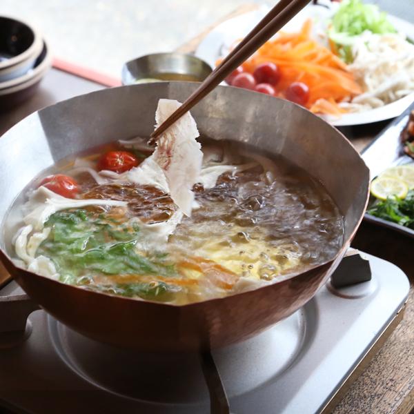 鎚起銅器 ガス用銅しゃぶ鍋 八角鎚目 24cm 銅製 しゃぶしゃぶ鍋