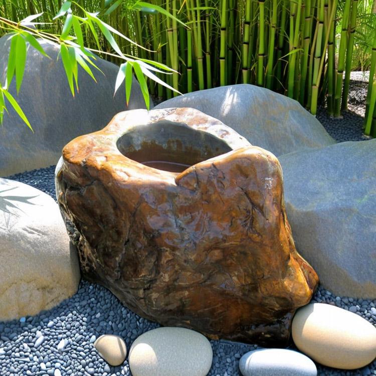 つくばい 珪化木 木化石 手水鉢 水鉢 大きい 大型 豪華 庭石 天然石