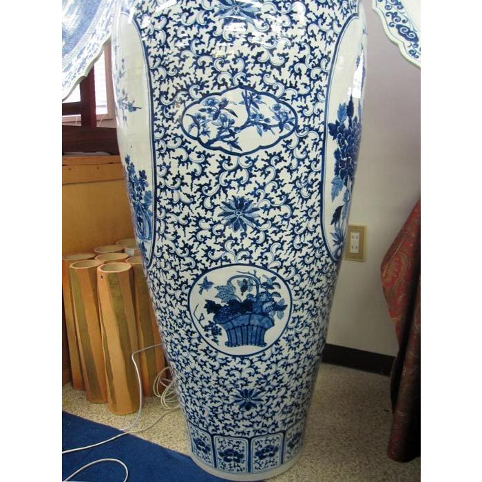 有田焼 染付花鳥図大壺 高さ約1m55cm 陶磁器 花瓶 花生 美術品