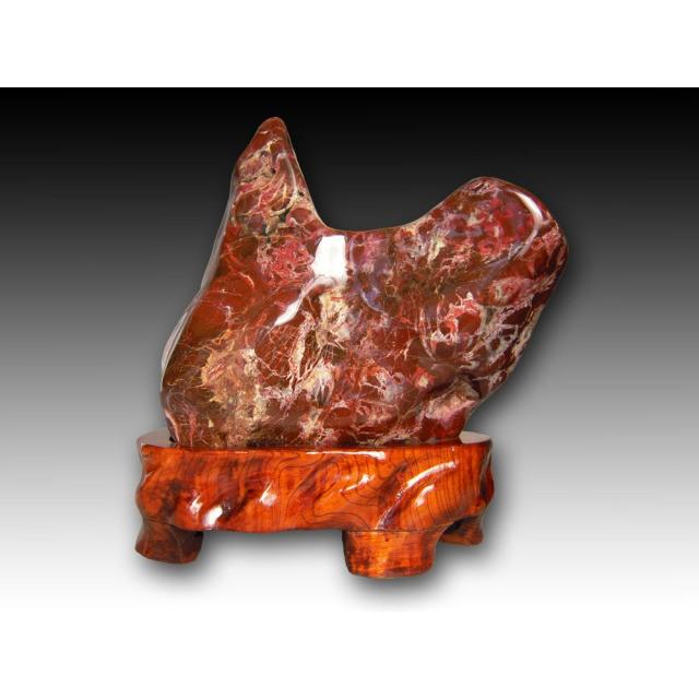 紅加茂石 水石 磨き 景石 鑑賞石 赤石 台付き 飾り石 パワーストーン