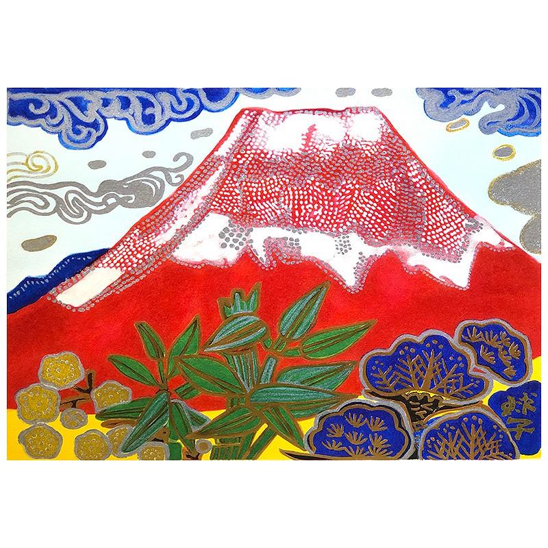 片岡球子 富士 240部限定 新品額 リトグラフ＋本金砂子＋本プラチナ箔