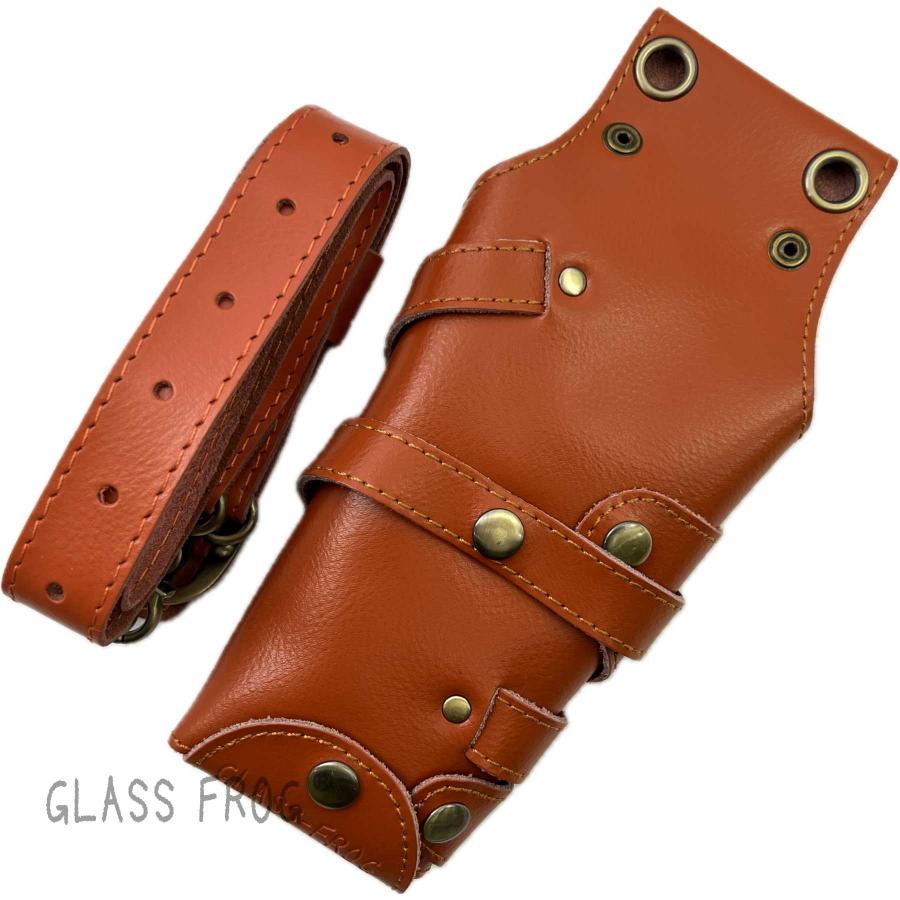 本革シザーケース スリムタイプ 本革ベルト付 送料無料 ハサミ5丁 美容