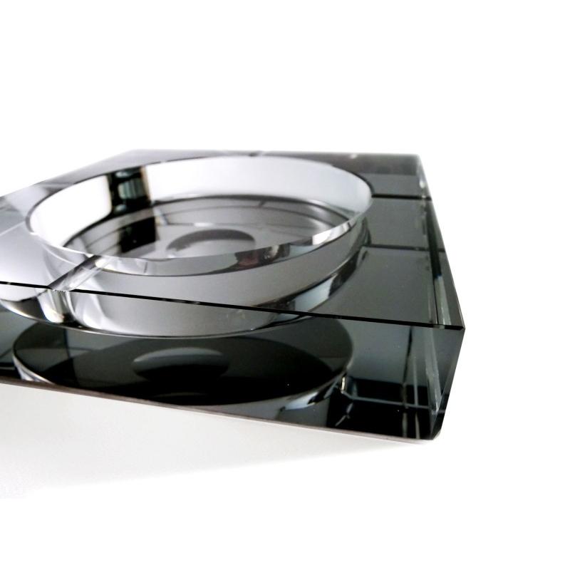 送料無料 四角形 スクウェア 卓上 高級クリスタルガラス ブラック 黒色