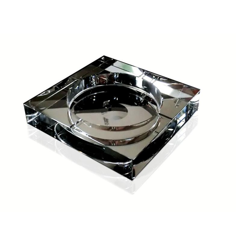 送料無料 四角形 スクウェア 卓上 高級クリスタルガラス ブラック 黒色