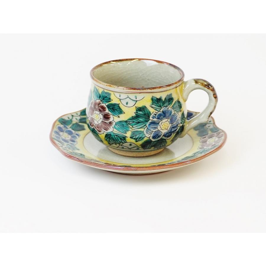 九谷焼 縄手コーヒーカップ＆ソーサー -吉田屋牡丹-：美山窯 一人時間