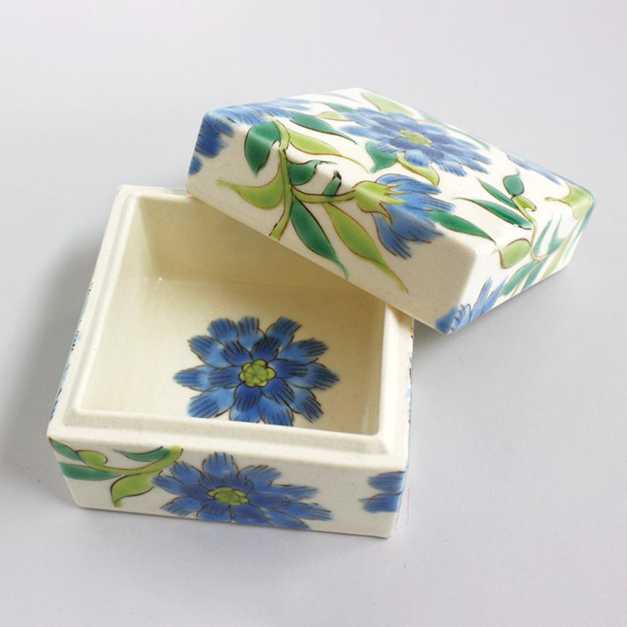 九谷焼 九谷焼陶箱 作家 中川 眞理子 花唐草 ピンク・黄色・青 3色