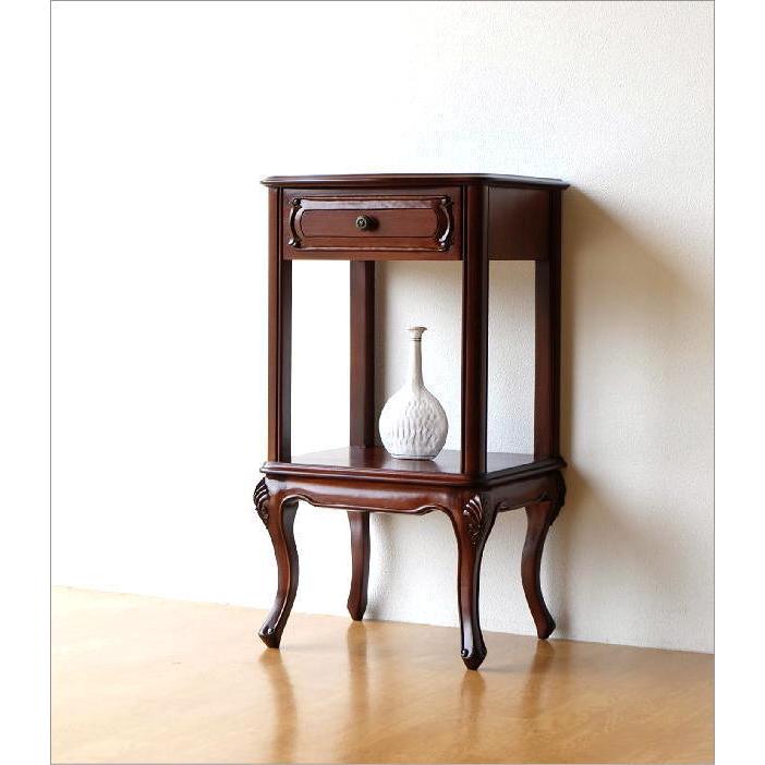 コンソールテーブル 玄関 花台 アンティーク 猫脚 引き出し 木製