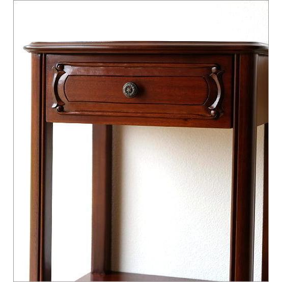 コンソールテーブル 玄関 花台 アンティーク 猫脚 引き出し 木製