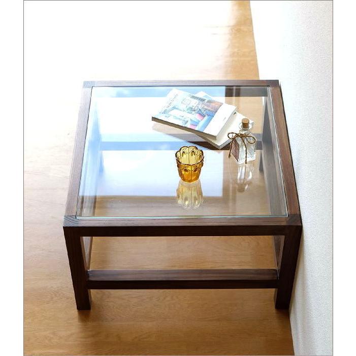 ローテーブル ガラステーブル おしゃれ 四角 正方形 木製 無垢