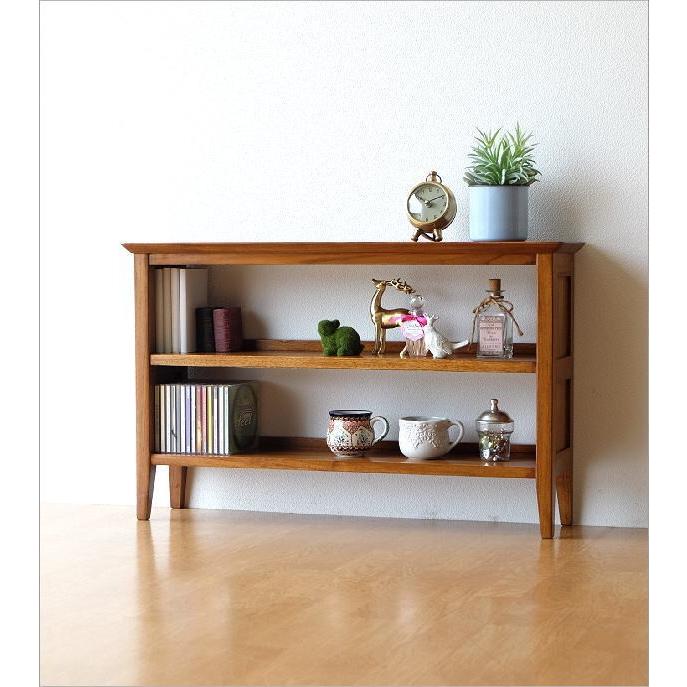 オープンラック 木製 スリム 3段 卓上 収納棚 文庫本 本棚 無垢