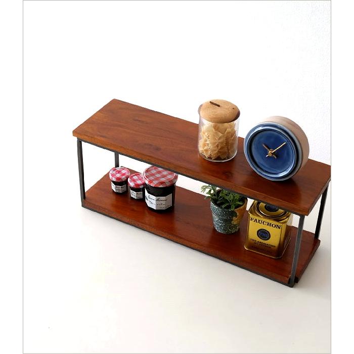 壁掛け棚 ウォールシェルフ ウォールラック 木製 アイアン スパイス