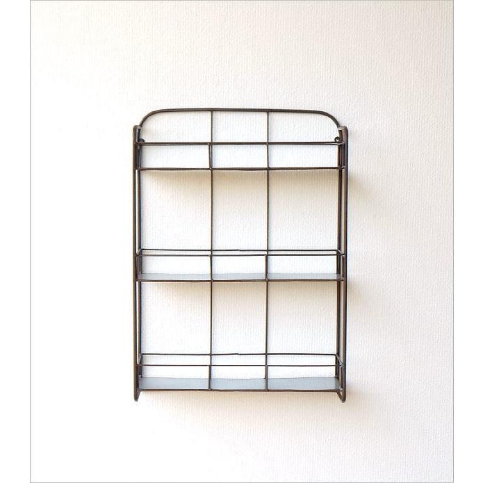 ウォールシェルフ 3段 アンティーク アイアン キッチン 収納棚