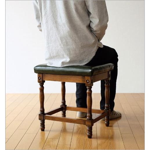 スツール 木製 アンティーク レトロ 合皮 チェア 椅子 いす イス