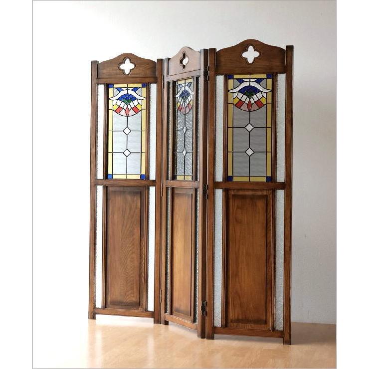 パーテーション パーティション ステンドグラス 衝立 ついたて 木製