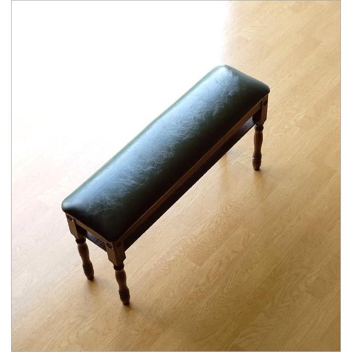 ベンチ スツール 木製 アンティーク スリム コンパクト 棚付き 合皮