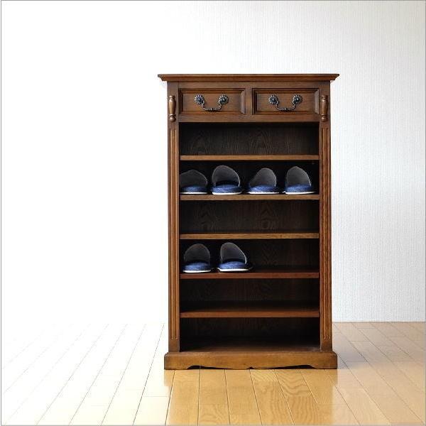 スリッパラック 木製 アンティーク レトロ 棚板可動式 おしゃれ 玄関