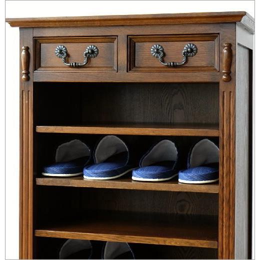 スリッパラック 木製 アンティーク レトロ 棚板可動式 おしゃれ 玄関