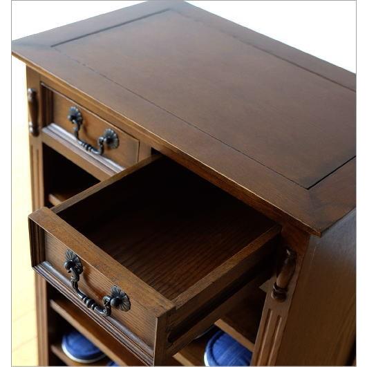 スリッパラック 木製 アンティーク レトロ 棚板可動式 おしゃれ 玄関