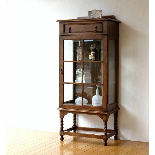 キャビネット ガラス アンティーク クラシック 木製 天然木 ナラ材 扉