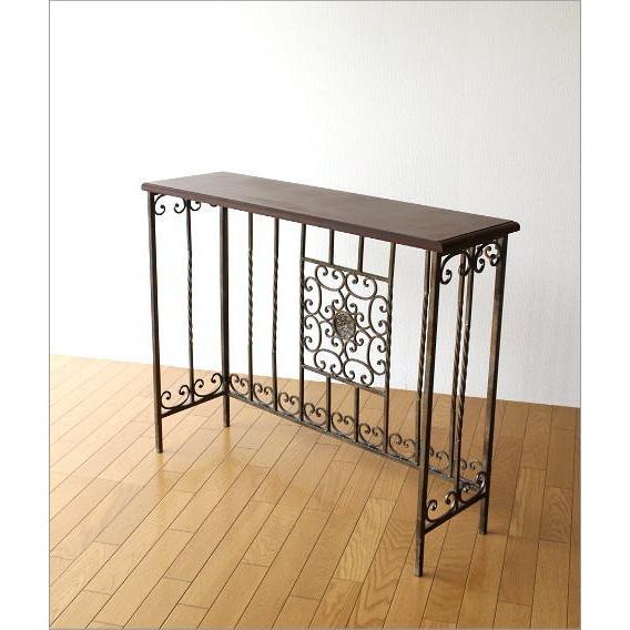 コンソールテーブル アンティーク 玄関 アイアン 木製 おしゃれ 花台