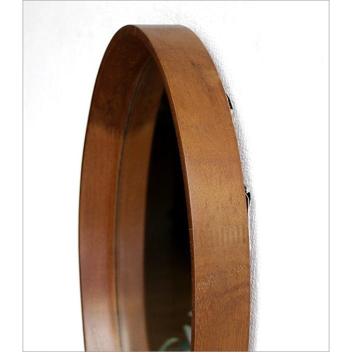 鏡 壁掛けミラー おしゃれ 楕円形 シンプル モダン 木製 無垢 ウォール