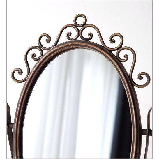 鏡 卓上ミラー 卓上鏡 おしゃれ 大きい 大きめ アイアン オーバル 楕円