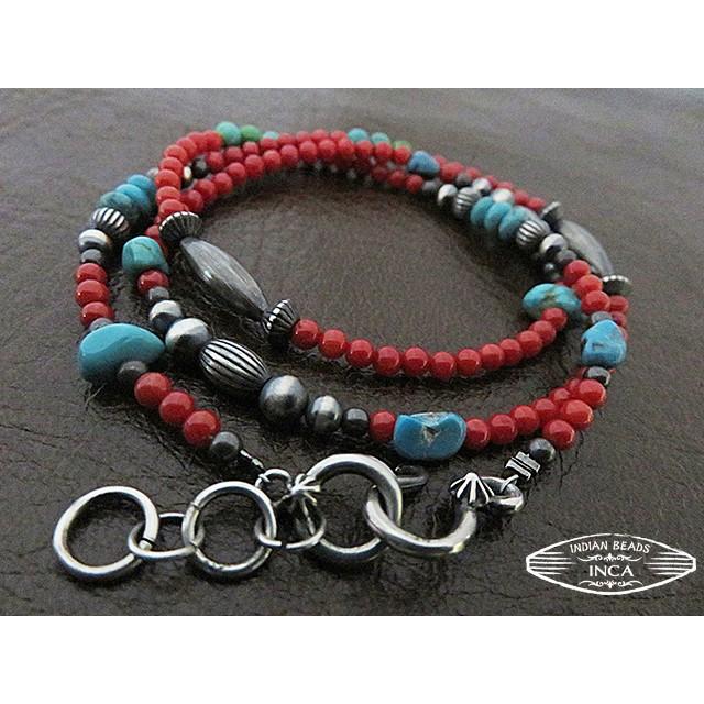 インディアンジュエリーネックレス ナバホ族 シルバー925 ターコイズ