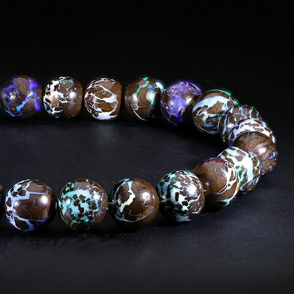 ボルダーオパール ブレスレット 高品質 6.8mm 17.5cm メンズM