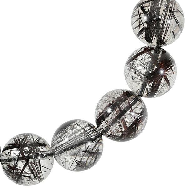 ブラックルチルクォーツ 高品質 ブレスレット 14.4mm 20cm メンズLL