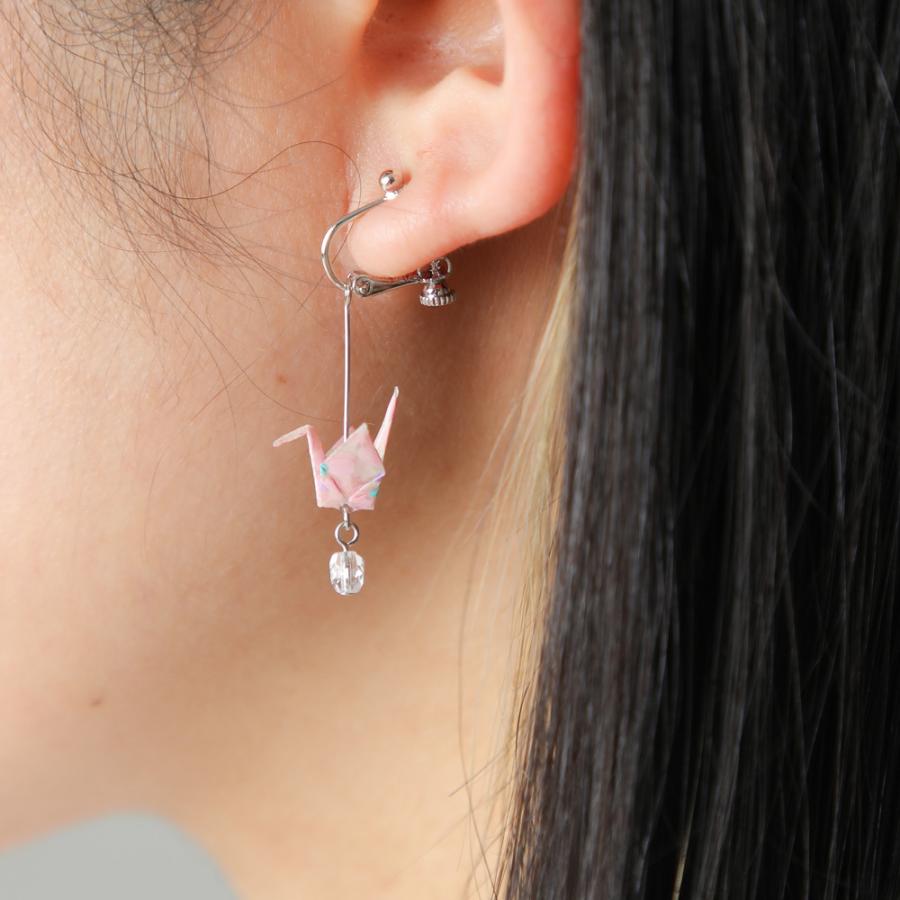 ピアス Origami Jewel Crane オリガミ 折り鶴 イヤリング 家田紙工 木