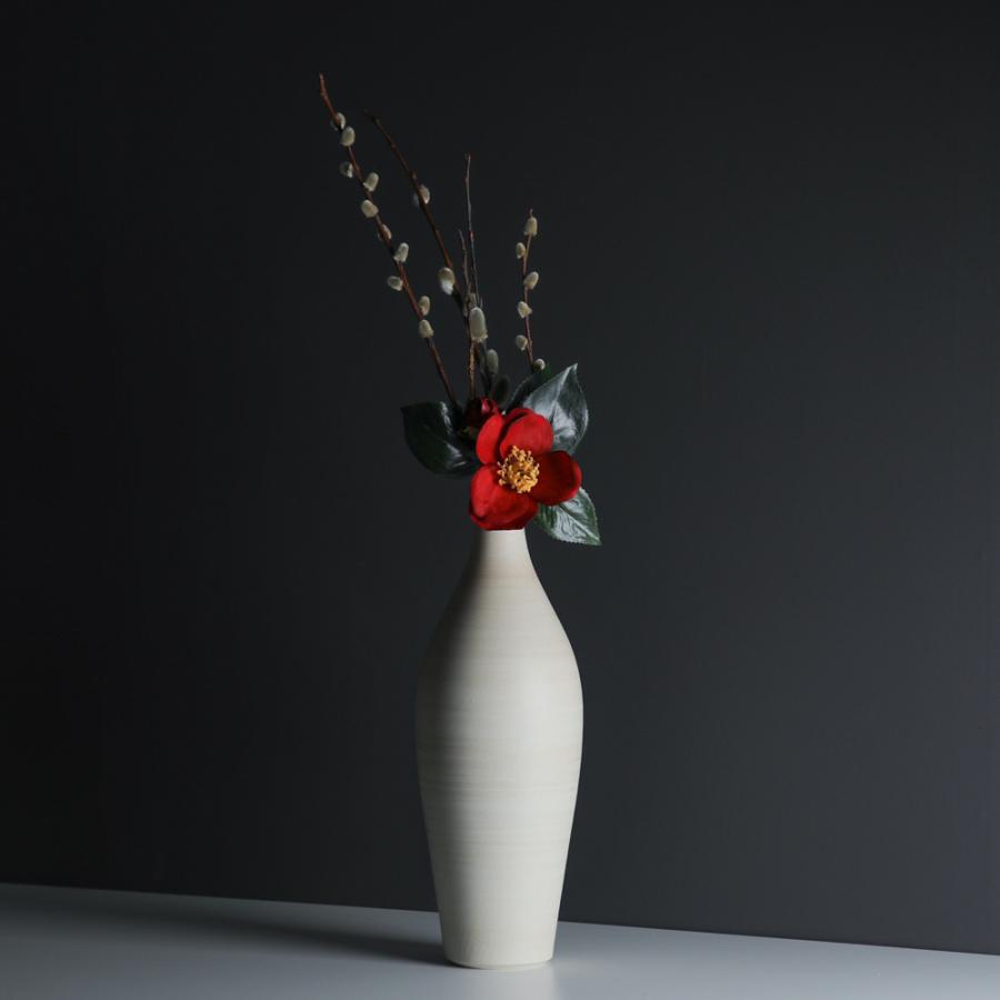 手引きろくろ フラワーベース「大」ホワイト 白 生成り 花器 花入 花瓶