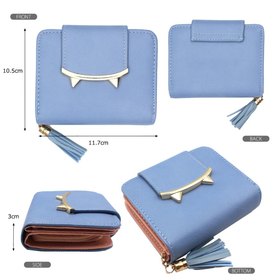 二つ折り財布 猫耳デザイン金具のコンパクトウォレット ミニ財布 ネコ