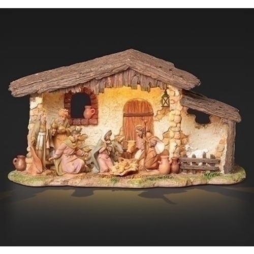 イエスキリストご降誕 馬小屋付き ネィティビティ置物 LEDライト
