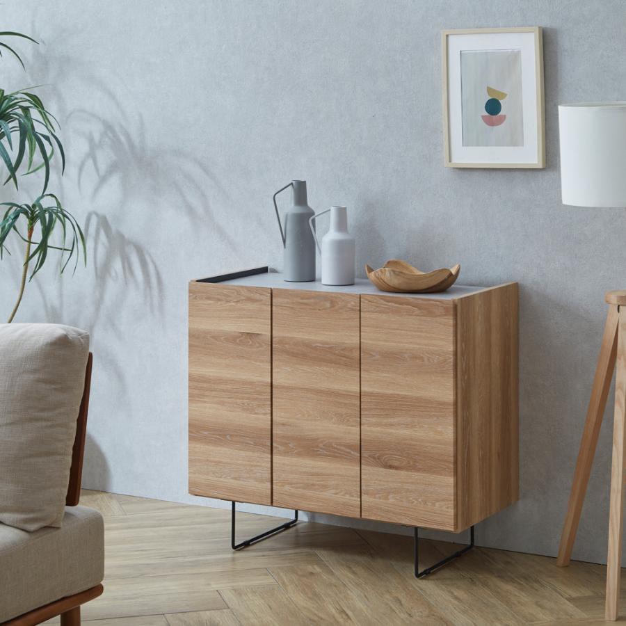 爆買 サイドボード キャビネット 90cm 開き扉 国産 収納棚 完成品