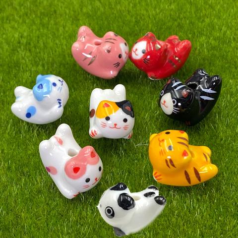 陶器製 ビーズ 猫 ネコ ねこ ニャンコ にゃんこ ストラップ 和風