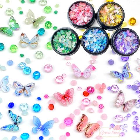 蝶々 バタフライ チョウチョ デコ パーツ アクリルダイヤ 封入 素材