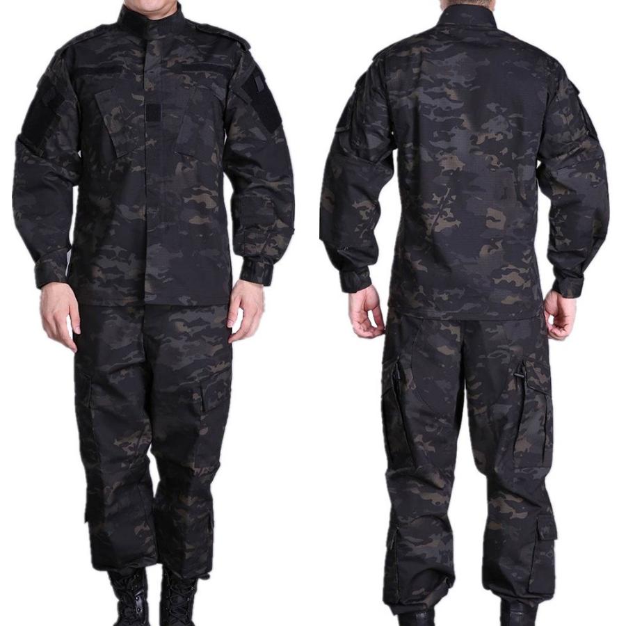 サバゲー 装備 上下セット マルチカムブラック BDU 迷彩服 : ACTIVERS