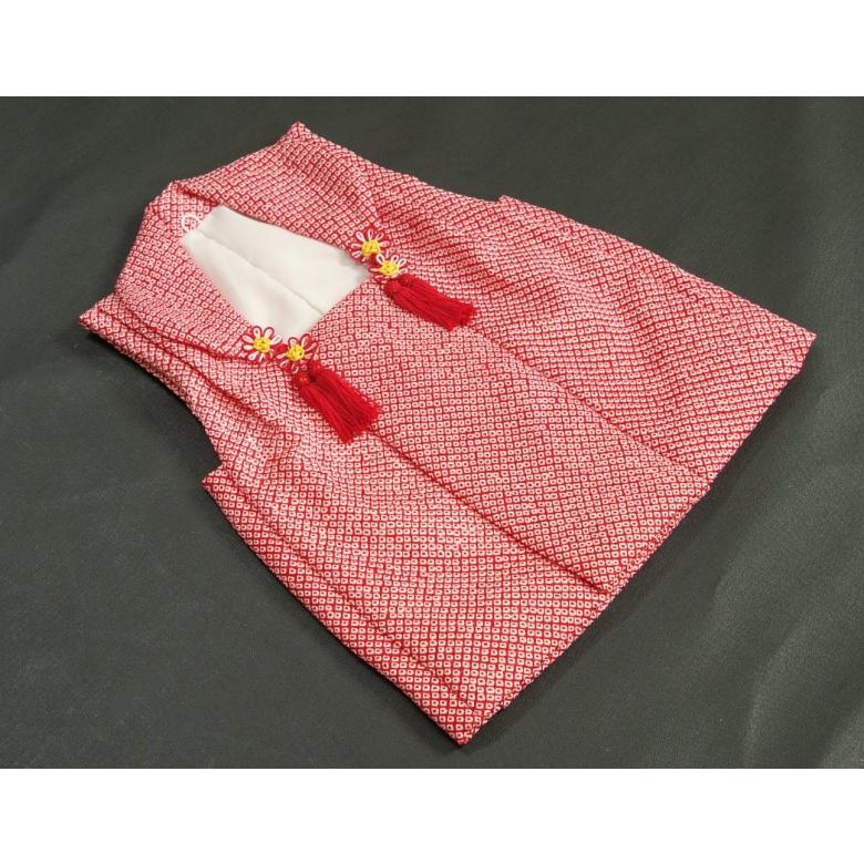 京美 正絹鹿の子本絞り 被布 着物 七五三 3歳 赤 四つ巻総本絞り鹿の子