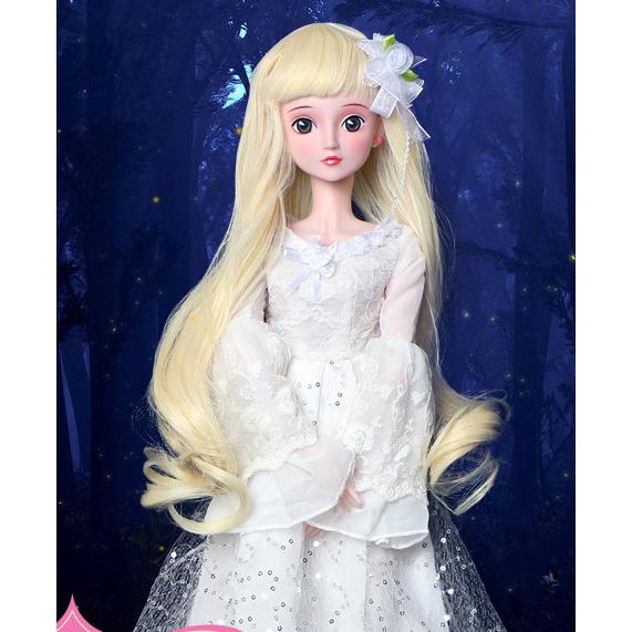 値下 1/3 ドール用 ホワイト ドレス 40 ロング サテン ラメ フランス