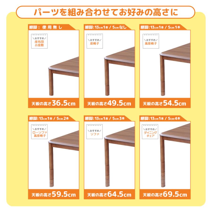 こたつテーブル 高さ6段階調整 75×75cm 回転高座椅子 掛け布団 4点