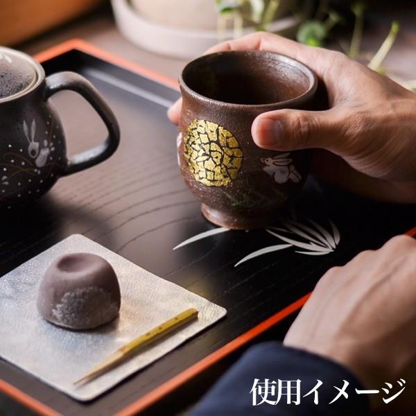 九谷焼 夫婦湯呑 月見うさぎ ペア 金箔付き ( あすつく 退職祝い 定年