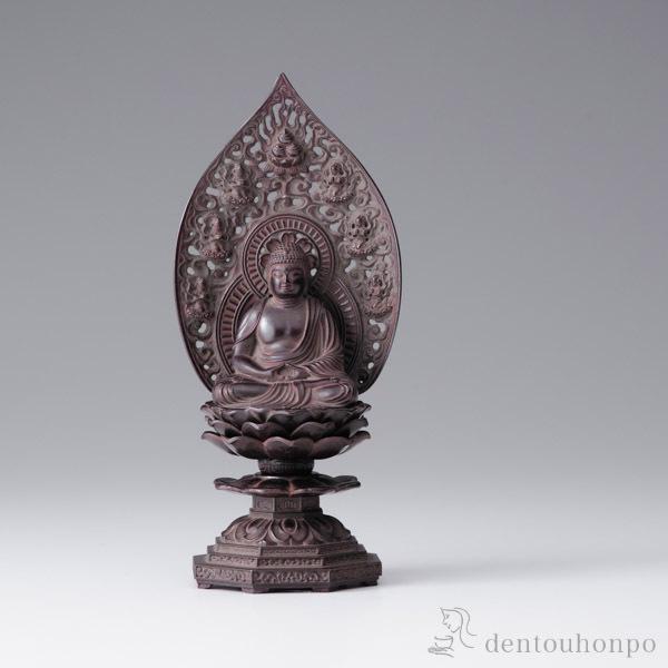 仏像 釈迦如来座像 選べる3色／古美金／古美青銅／古美茶 18cm