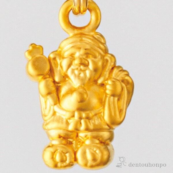 純金製 ストラップ 大黒天 ( キーホルダー 純金 開運 お守り 東京銀器