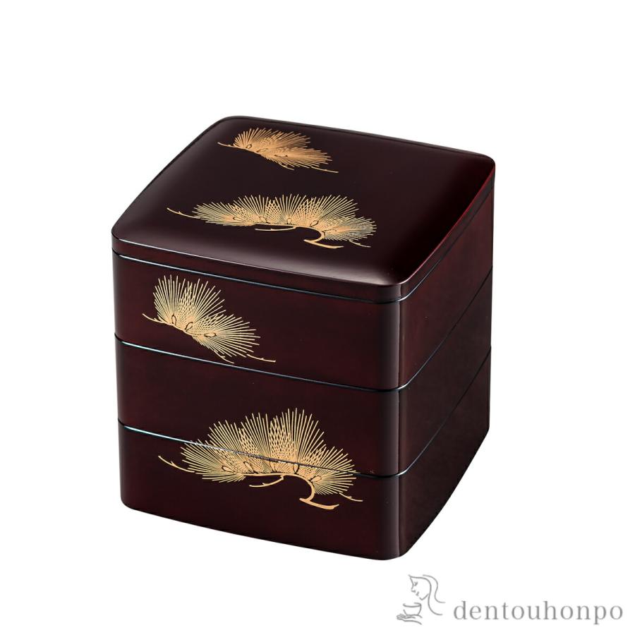 三段重 松溜 6寸 ( あすつく 退職祝い 定年 おせち 運動会 漆塗り