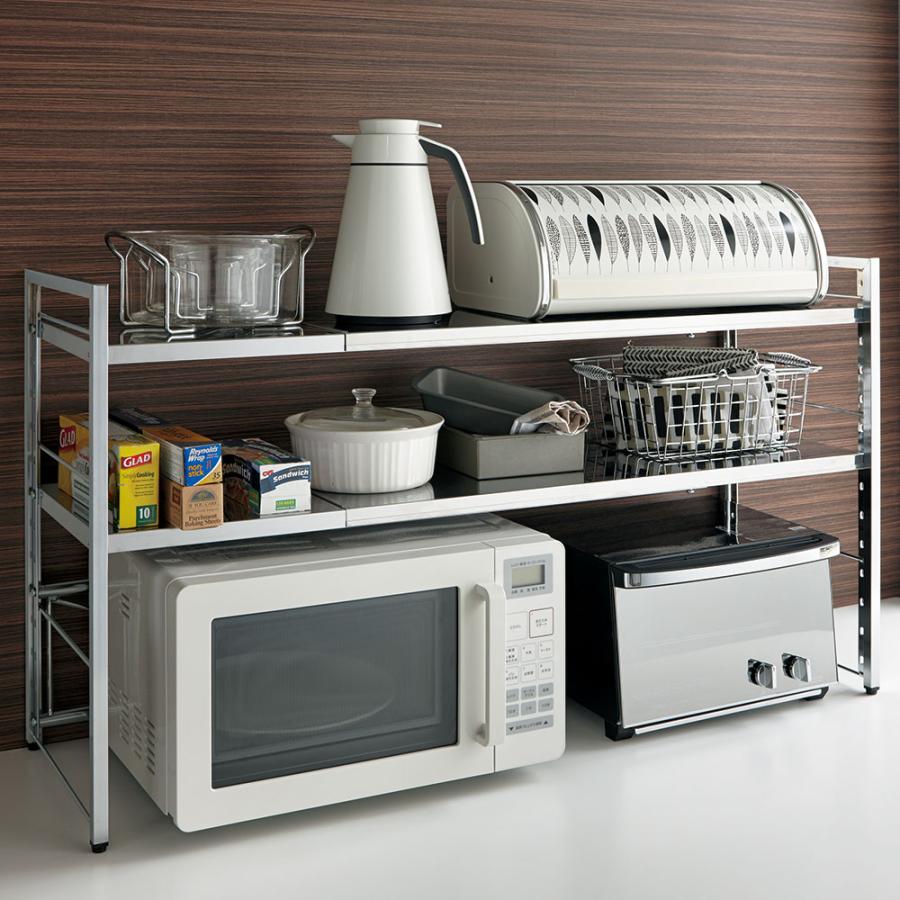 dinos（ディノス） 調理家電が置ける頑丈ステンレス伸縮天板ラック 2段