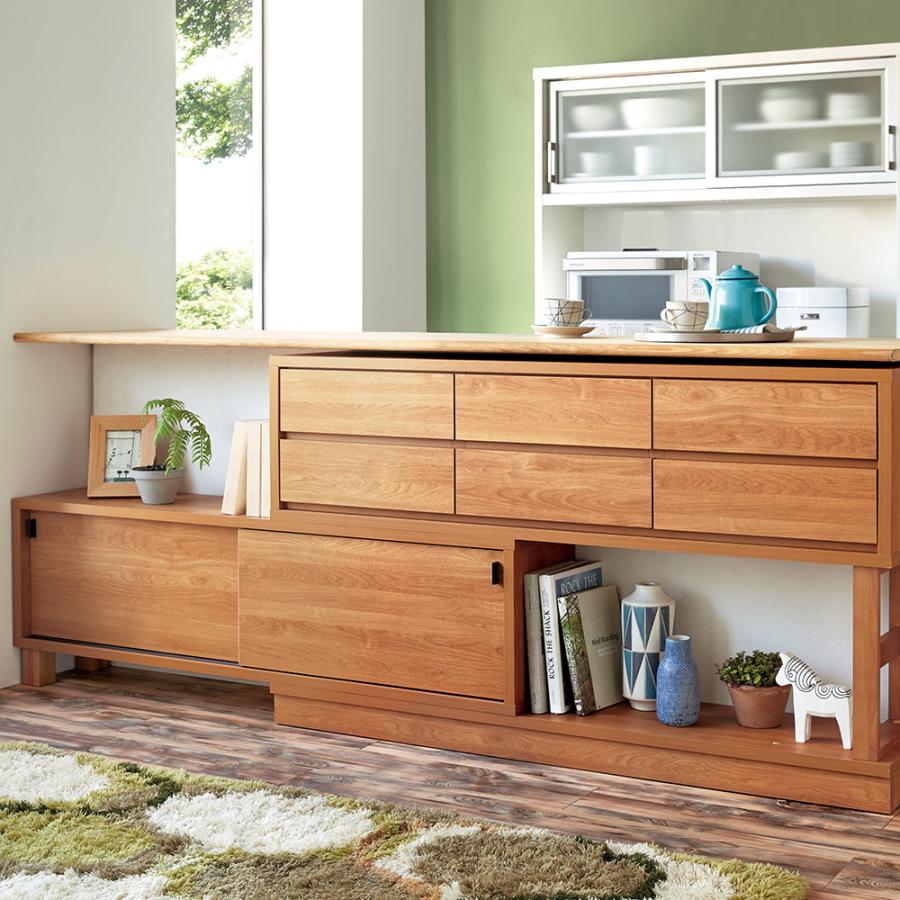 dinos（ディノス） 伸縮 木製 おしゃれ 伸長式カウンター下収納庫 幅