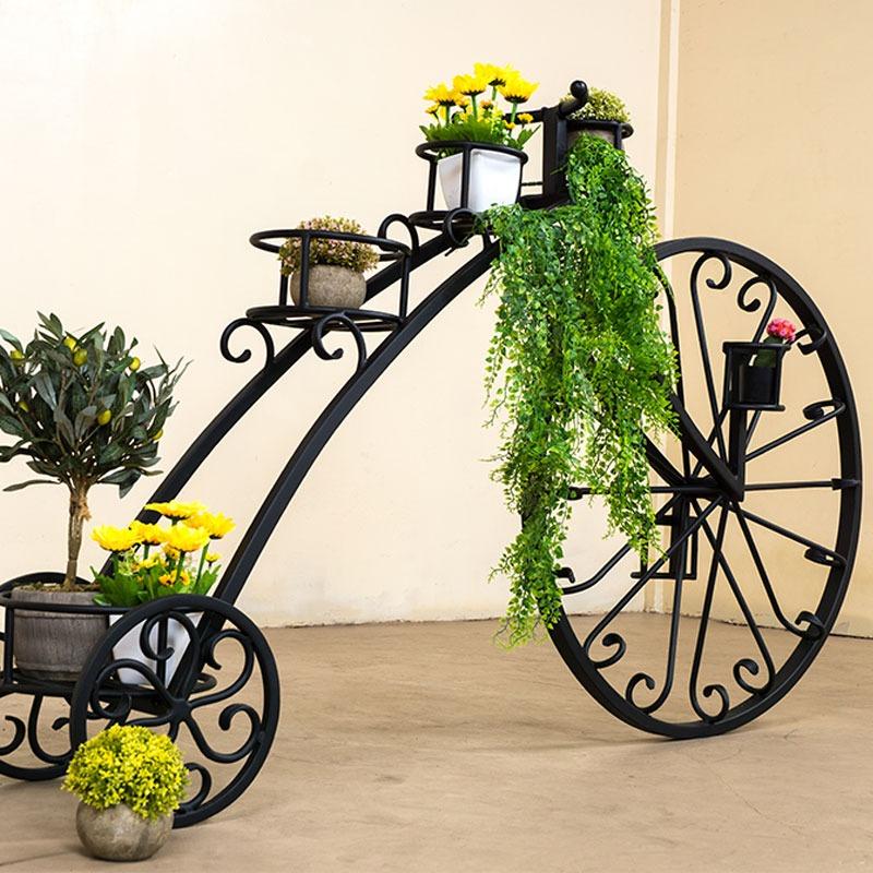 ロートアイアン製のおしゃれなフラワーボックス・自転車・花台