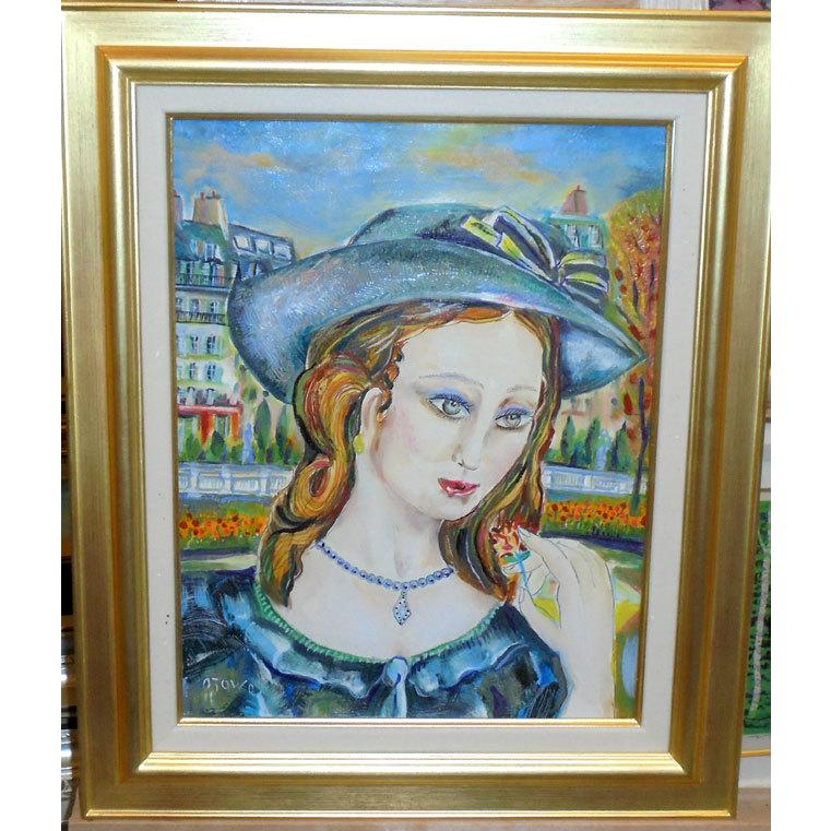 絵画 油絵 小澤勇寿郎 作 パリの女 6号サイズ インテリア 定価120000円
